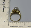 18K Yellow Gold Mikimoto Pearl and Diamond Ring , Size 4