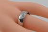18K White Gold Band with Heart Shaped Diamond Inset Circa 1990, size 8