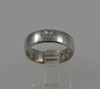 18K White Gold Band with Heart Shaped Diamond Inset Circa 1990, size 8