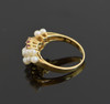 14K Yellow Gold Pearl and Ruby Ring Circa 1960, Size 8