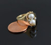 14K Yellow Gold Pearl and Diamond Ring, Size 6.5