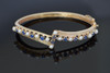 14k Yellow Gold Pearl and Sapphire Hinged Bangle Bracelet