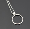 14K White Gold Diamond Circle Pendant with 16" Chain