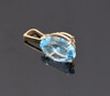 14K Yellow Gold Large Oval Blue Topaz Pendant / Pearl Enhancer