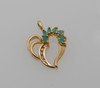 14K Yellow Gold Emerald and Diamond Heart Pendant