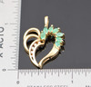 14K Yellow Gold Emerald and Diamond Heart Pendant