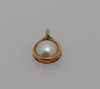 14K Yellow Gold Mabe Pearl and Emerald Pendant