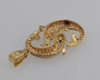 14K Yellow Gold Dolphin Pendant with Diamond and Sapphires