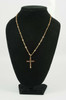 Vintage 14K Rose Gold Cross Pendant with Rose Cut Diamonds on 20" Long chain