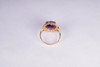 14K Yellow Gold Large Oval Amethyst and Diamond Chip Ring, size 4