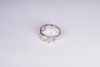 Vintage Platinum Band with Pireced Metal and 8 Diamond Chips, Size 7.75