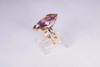 14K Yellow Gold Marquise Cut Vintage Amethyst Ring app. 5.ct, size 7.5