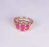 10K Yellow Gold Ruby and Diamond Chip Ring, size 7