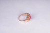 10K Yellow Gold Ruby and Diamond Chip Ring, size 7