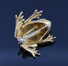 Vintage 18K Yellow Gold Frog Brooch/Pin with Sapphire Cabochon Eyes