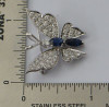 14K White Gold Diamond and Sapphire Butterfly Brooch/Pin, Circa 1950