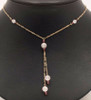 10K Yellow Gold Necklace With Rose Quartz and Ruby Cabochon Balls on a 16" Chain