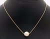 14K Yellow Gold Necklace With Large Natural Pearl Pendant 15" long