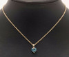 14K Yellow Gold Necklace With a Greenish-Blue Heart Shape Pendant on a 18" Chain