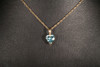 14K Yellow Gold Necklace With a Greenish-Blue Heart Shape Pendant on a 18" Chain