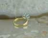 Vintage 18K Yellow Gold Blue Stone Solitaire Ring Size 5.5 - 7 Circa 1960's