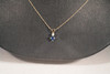 14K Yellow Gold Synthetic Sapphire and Diamond Pendant with 20" chain