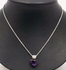 14k White Gold Amethyst Heart app 3 ct. w/Small Diamond Heart, 15" long Chain