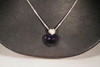 14k White Gold Amethyst Heart app 3 ct. w/Small Diamond Heart, 15" long Chain