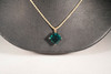 14K Yellow Gold Rope Chain 20" Long with a Large Synthetic 3 ct. Emerald Pendant