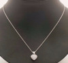 14K White Gold Necklace With Pave set Diamond Chip Heart Pendant, 18" long