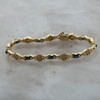 14k Yellow Gold Diamond and Sapphire Bracelet, Circa 1970