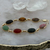 14k Yellow Gold Scarab Bracelet with Multi Colored Stones, Circa 1960