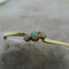 14k Yellow Gold Hinged Bangle Bracelet with Opals, Circa 1950