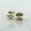 Super 18K Yellow Gold Lapis Cufflinks Marked "CY" Circa 1960