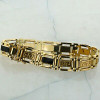 14K Yellow Gold with Black Onyx Bracelet 7.5 inch length Circa 1970