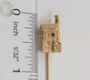 Vintage 14K Yellow Gold Stick Pin with Midevil Building & Diamond