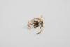 14K Yellow Gold Horseshoe & Four Leaf Clover Brooch/Pin with Diamond Center