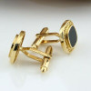 14K Yellow Gold Black Onyx Cushion Shaped Cufflinks Circa 1980