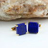 14K Yellow Gold Lapis Lazuli Square Flat Cufflinks Circa 1970