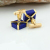 14K Yellow Gold Lapis Lazuli Square Flat Cufflinks Circa 1970