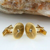 Vintage 14K Yellow Gold Oval Diamond Set Cufflinks Circa 1960