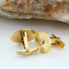 Vintage 14K Yellow Gold Oval Diamond Set Cufflinks Circa 1960