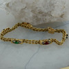 14K Yellow Gold Sapphire, Ruby, Emerald and Diamond Bracelet 7 inch Circa 1960