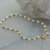 14K Yellow Gold Bead and Fresh Water Pearl Bracelet 7.5 inch length