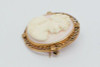 Vintage 10K Yellow Gold Filigree Shell Cameo Brooch/Pendant, Circa 1940