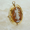 14K Yellow Gold Shell Cameo Pin/Pendant with a Compass Set Points Circa 1930