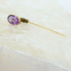 18K Yellow Gold Amethyst Stick Pin Circa 1950