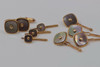 10K Yellow Gold Stud and Cufflink Set with Purple Mussel Shell Stone, Circa 1940