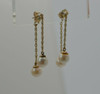 14K Yellow Gold Pearl Drop Ear Studs Circa 1980