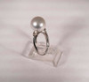 Platinum Ring with 12 mm. Grey Pearl and 4 Diamond Chips, size 6